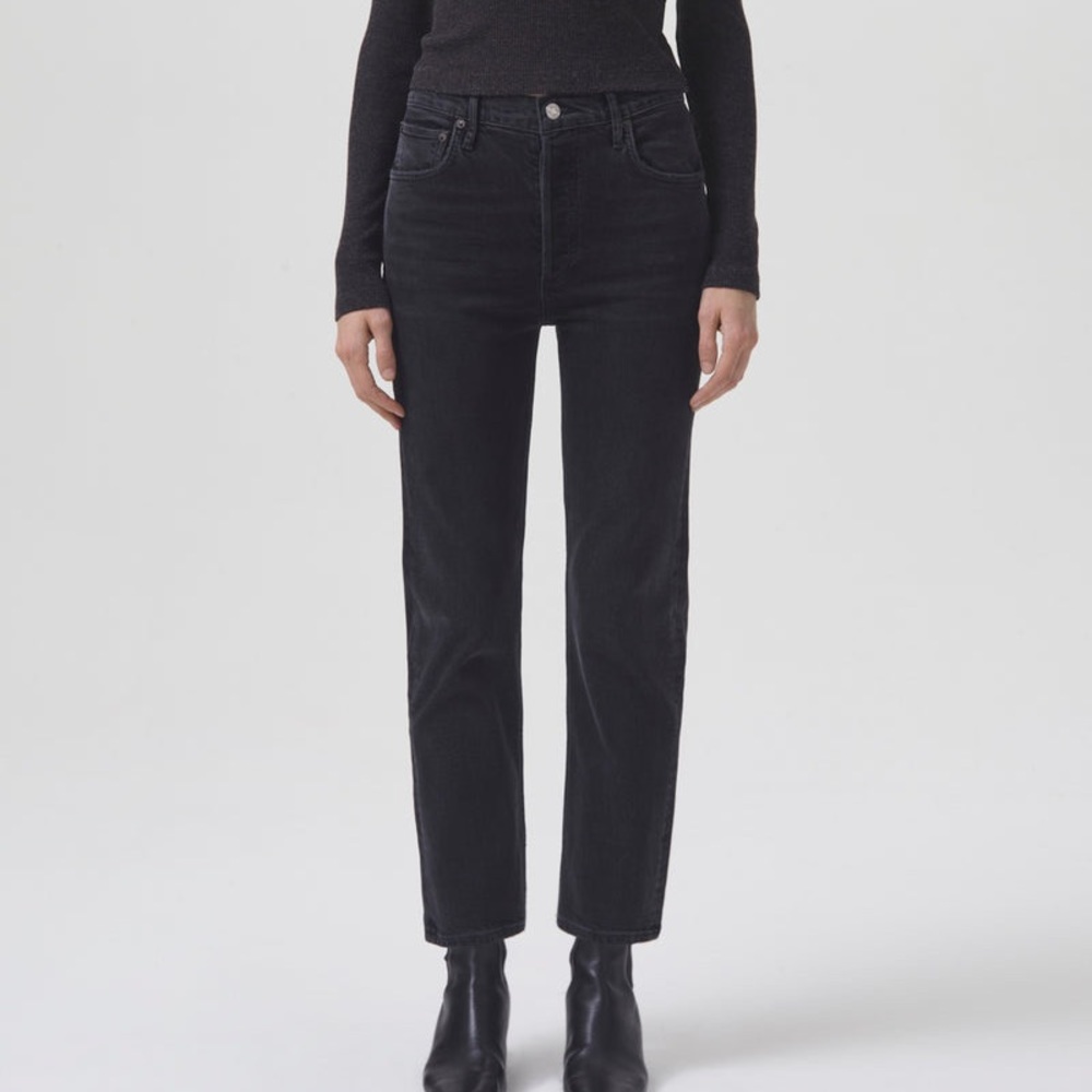 Agolde Riley Long Black Slim Jeans